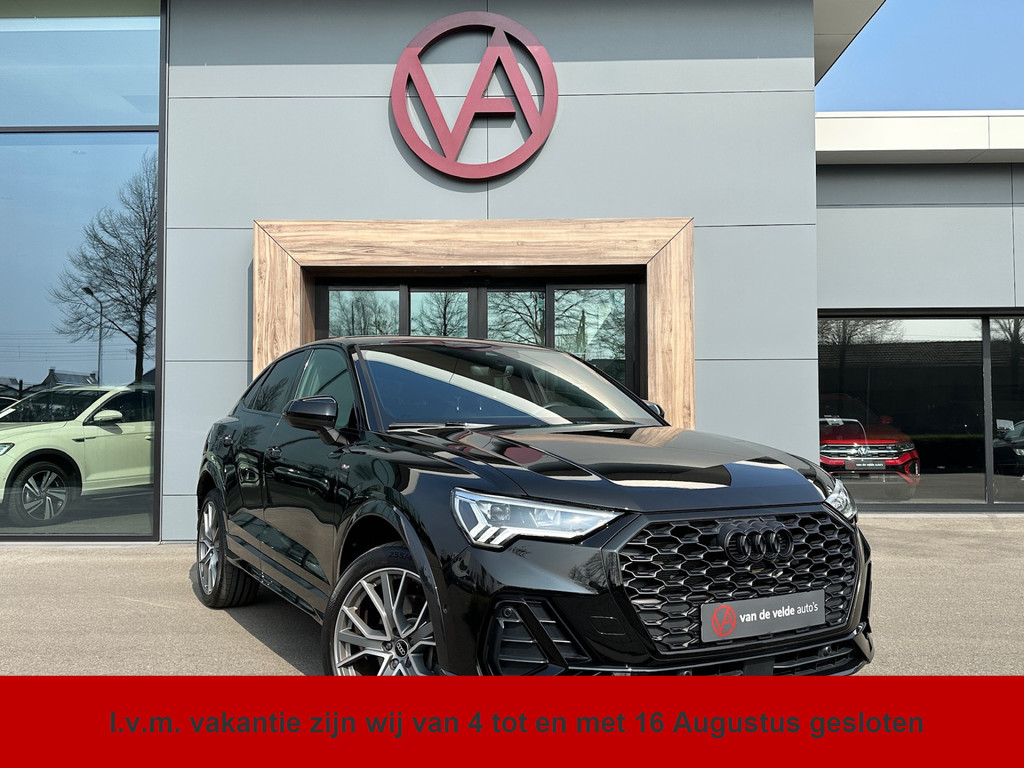tweedehands Audi Q3 Sportback 45 TFSI e S-line | Zwart optiek | Camera | Keyless | Adapt. Cruise | Rijklaar incl. garantie   – beschikbaar bij Van de Velde Auto’s